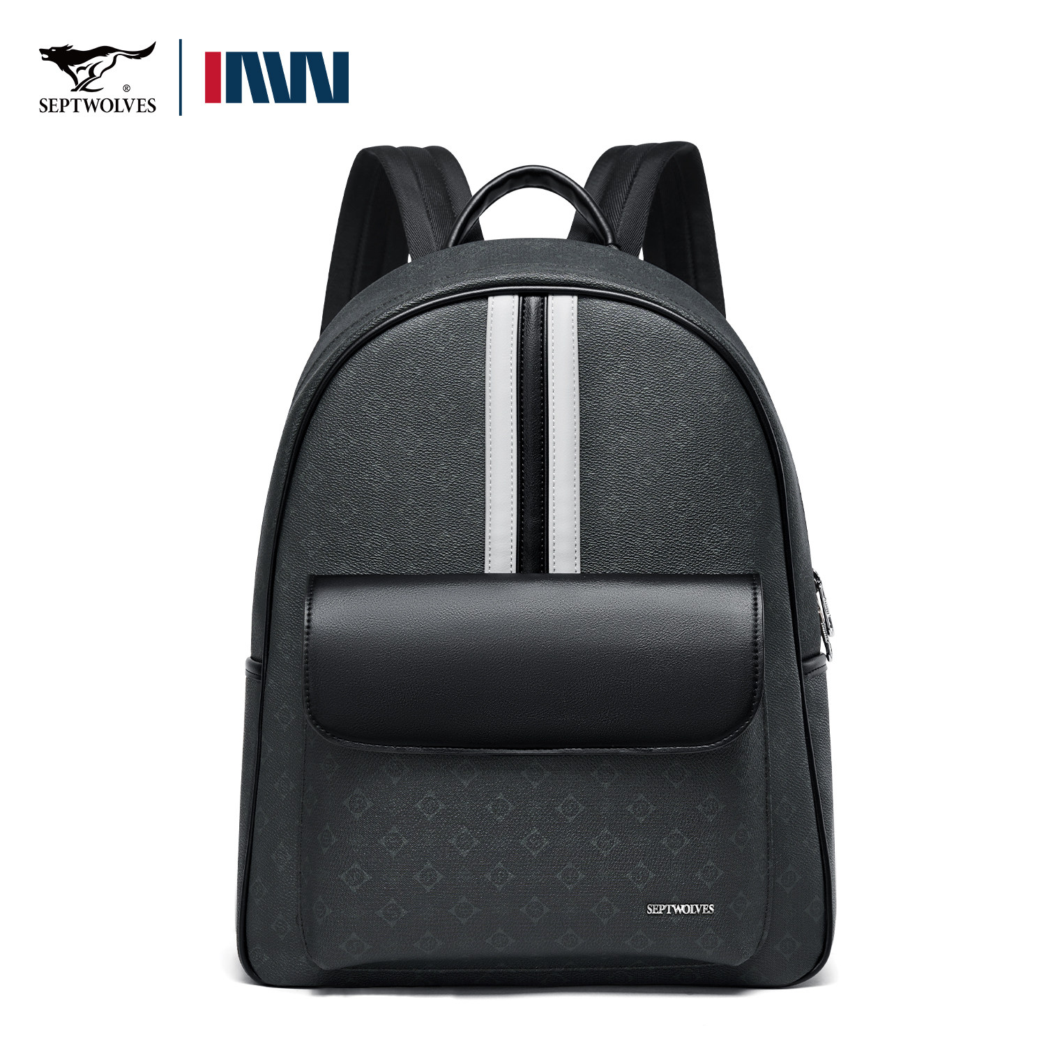 七匹狼双肩包男士新款商务通勤电脑包初高中学生书包复古老花背包,淘宝优惠券,粉丝福利购,淘宝优惠卷