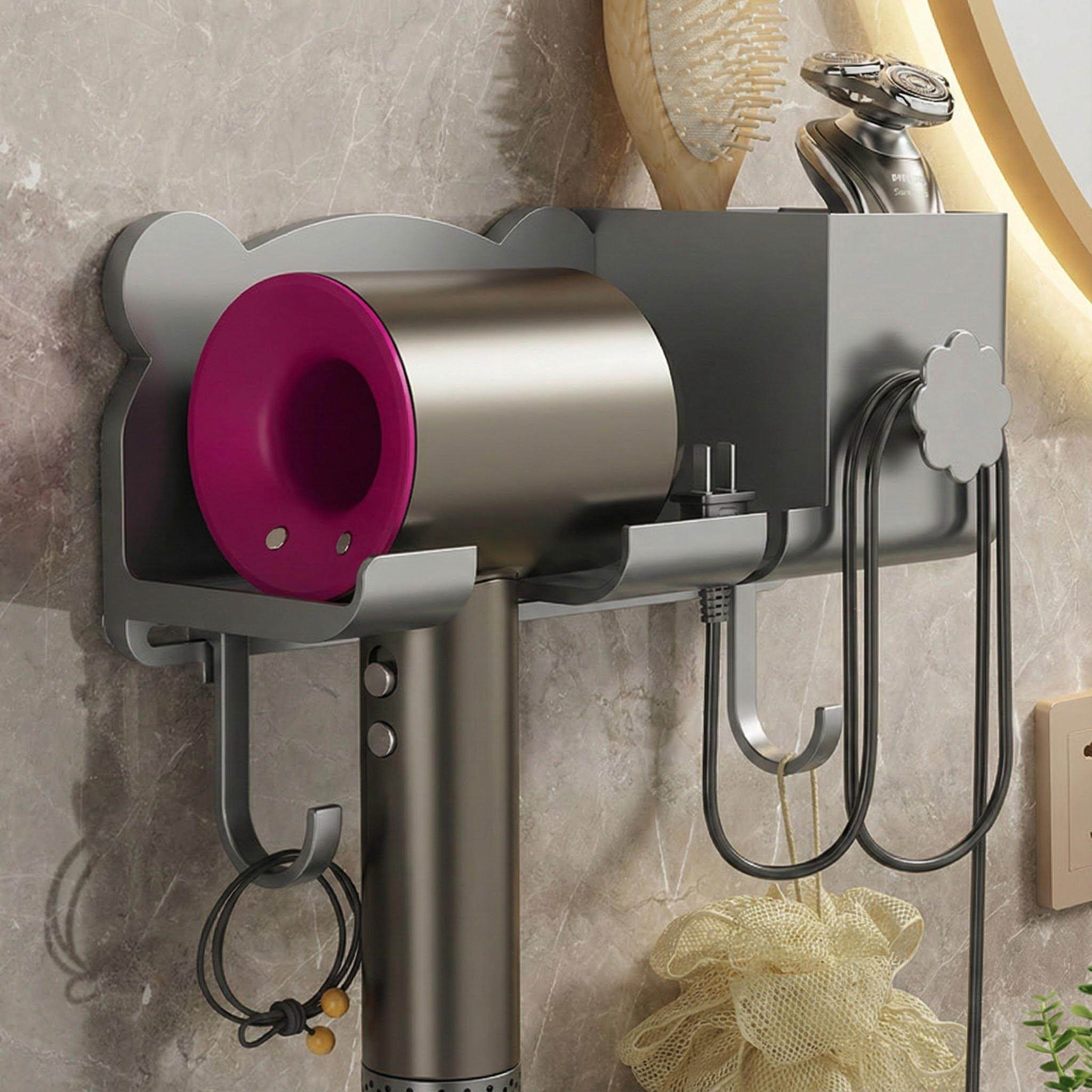 家用吹风机置物架壁挂式免打孔电吹风支架浴室吹风筒挂架收纳家用,淘宝优惠券,粉丝福利购,淘宝优惠卷