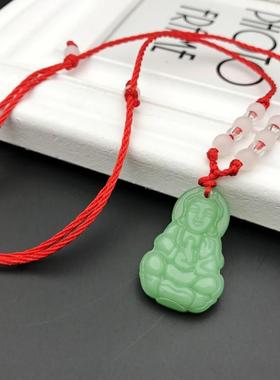 仿玉红绳观音佛保平安红绳吊坠项链男女情侣韩版时尚白玉红绳项链