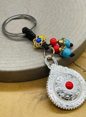 西藏特色藏银吊坠九宫八卦牌十二生肖挂坠吊牌汽车钥匙配挂件礼品