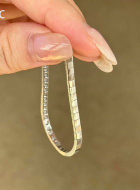 简约银色小方块手链古法金