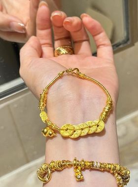 金色葫芦五帝钱盘缠手链复