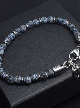 欧美不锈钢男士女士地图石手链 串珠时尚手串 速卖通