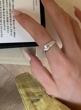 不规则金属笑脸戒指女设计感小众复古个性简约百搭开口指环戒子