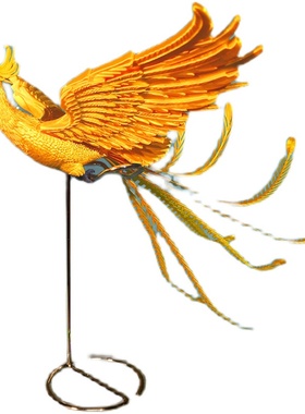 3d打印金龙凤凰摆件金色红宝石点睛鎏家居装饰品玄关乔迁新婚礼品