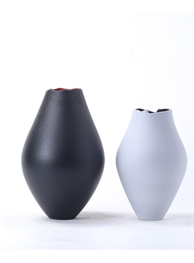 北欧家居黑白简约小花瓶干花插花台面陶瓷摆件客厅电视柜餐桌装饰