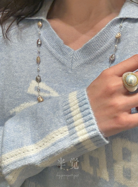 半觉炫彩马贝贝母重工莫桑钻手工镶嵌金色高雅贵妇戒指礼物可开票