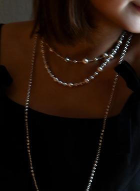 半觉357冰莹灰淡水珍珠长链秋冬毛衣链清透亮媲美海水铂金灰项链