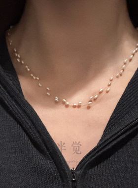 半觉迷你极光keshi鱼线三层超闪亮满天星极简珍珠项链礼物可开票
