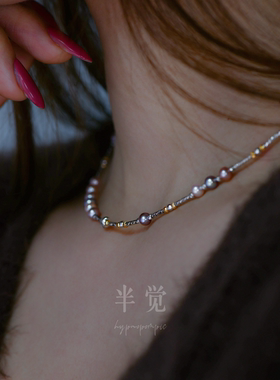 半觉九紫离火葡萄糖果跳跃音符设计感俏皮淡水珍珠项链礼物可开票