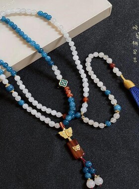 极速[祁蝶]璎珞串珠长款流苏项链古风H国风新中式旗袍马面裙汉服