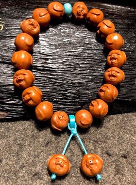 极速龙纹桃核雕刻小猪核雕手串猪八戒正圆桃木手链非W橄榄核文玩