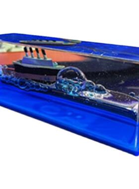 新品泰坦尼克g号邮轮流体漂流瓶摆件乘风破浪漂浮游轮不会沉的友