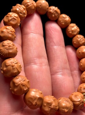 极速猴头手串雕刻脸m谱十八罗汉核雕小籽野生文玩小核桃非桃核橄