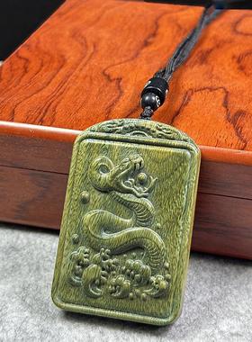 绿檀木生肖挂件项链实木雕刻平安牌吊坠男女鼠牛虎兔龙木牌钥匙扣