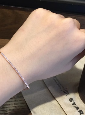 S925银白色一字微笑手链女