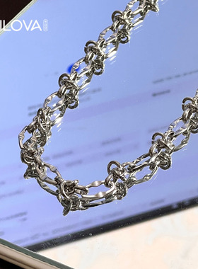 美式简约街头钛钢打结荆棘项链