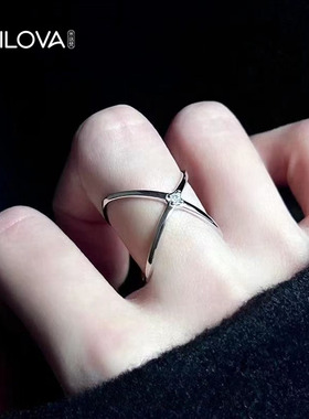 原创设计四芒星闪钻星星轨迹戒指