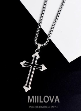 十字架项链男女嘻哈蹦迪吊坠百搭