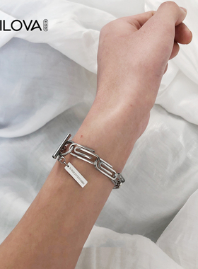 回形针几何设计钛钢手链百搭小众