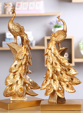 创意情侣孔d雀树脂家居装饰品摆件欧式客厅电视柜橱柜酒柜结婚礼