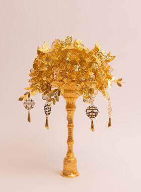 金色手捧花diy材料包高级手工新娘婚礼秀禾服花束成品权杖礼物
