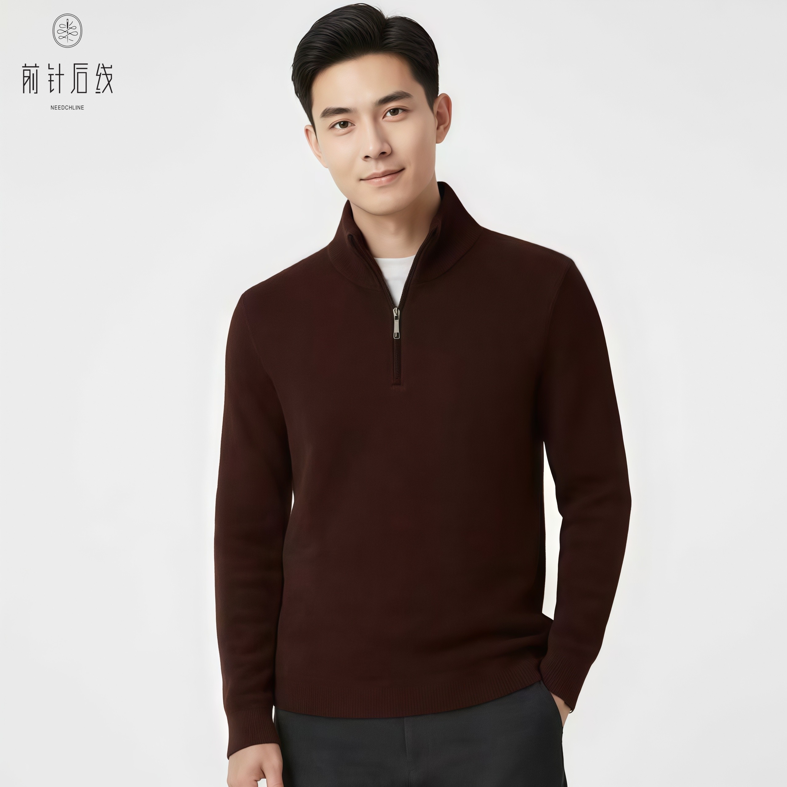 前针后线100%纯羊绒衫男士立领绞花拉链加厚男士秋冬保暖商务男款,淘宝优惠券,粉丝福利购,淘宝优惠卷