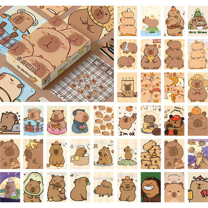 卡皮巴拉水豚周边小卡镭射55张自印三寸卡片非官方正品lemo明信片,淘宝优惠券,粉丝福利购,淘宝优惠卷