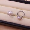 Freshwater pearl open ring 925 silver plated with diamonds