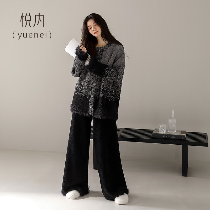 悦内半边绒睡衣女秋冬季珊瑚绒毛绒家居服保暖冬装时尚渐变可外穿,淘宝优惠券,粉丝福利购,淘宝优惠卷