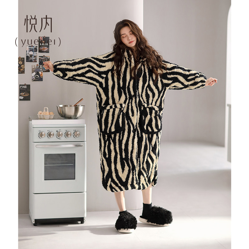 悦内睡袍女士睡衣睡裙秋冬款冬季冬天珊瑚绒三层加厚夹棉加绒保暖,淘宝优惠券,粉丝福利购,淘宝优惠卷