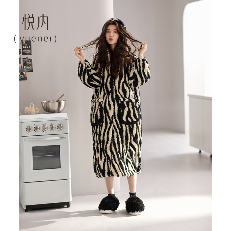 悦内睡袍女士睡衣睡裙秋冬款冬季冬天珊瑚绒三层加厚夹棉加绒保暖,淘宝优惠券,粉丝福利购,淘宝优惠卷