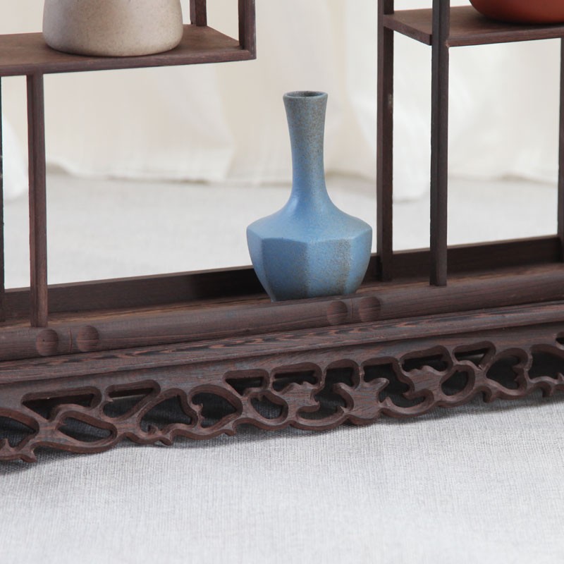 红木鸡翅木小博古架紫砂壶茶壶架子仿古中式多宝阁实木摆件展示架 - 图2