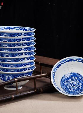 景德镇青花瓷碗10个装米