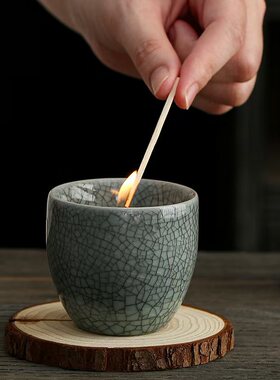 哥窑瓷杯香薰蜡烛卧室内持久留香