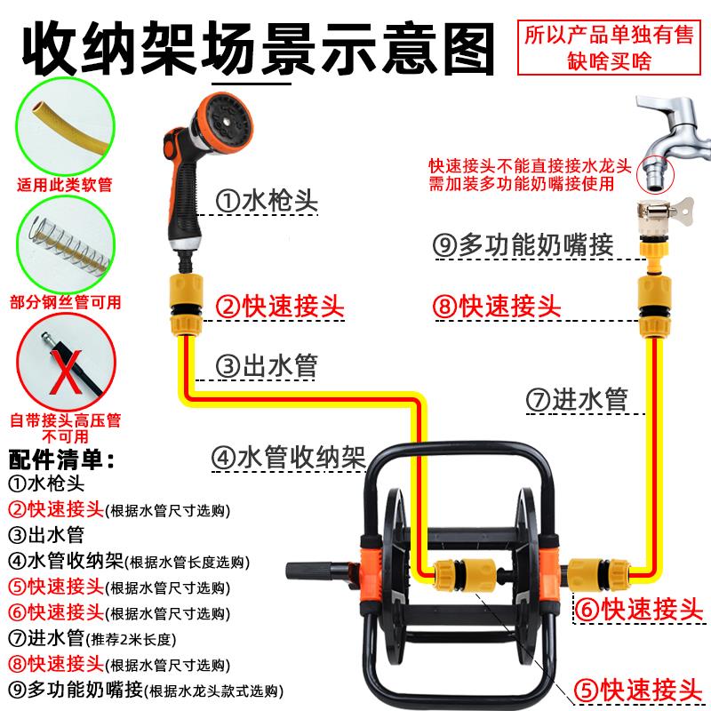家用洗车水枪4分6分水管车架收纳架卷软管神器卷线管器绕管盘缠架 - 图2