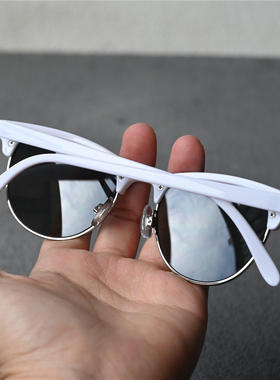 时尚个性花框白水银反光太阳镜女小脸女童青年旅游海边拍照防晒