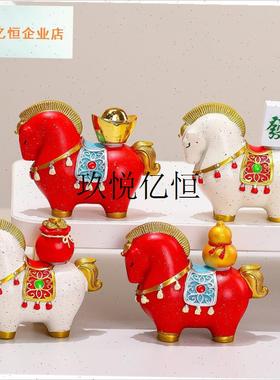 马年吉祥物锦盒装高档国s潮马装饰文创伴手礼新年礼物桌面摆件小,