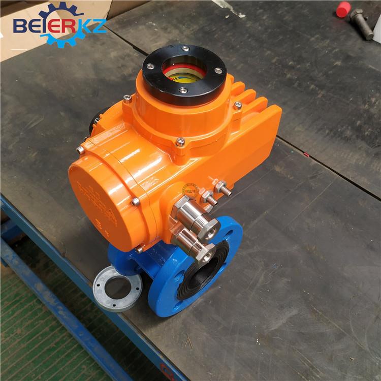 贝尔BR-10精小型智能阀门电动装置DN100软密封法兰蝶阀 - 图2