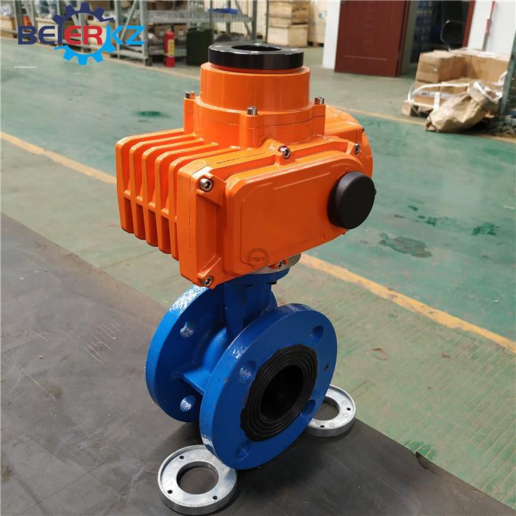 贝尔BR-10精小型智能阀门电动装置DN100软密封法兰蝶阀 - 图0