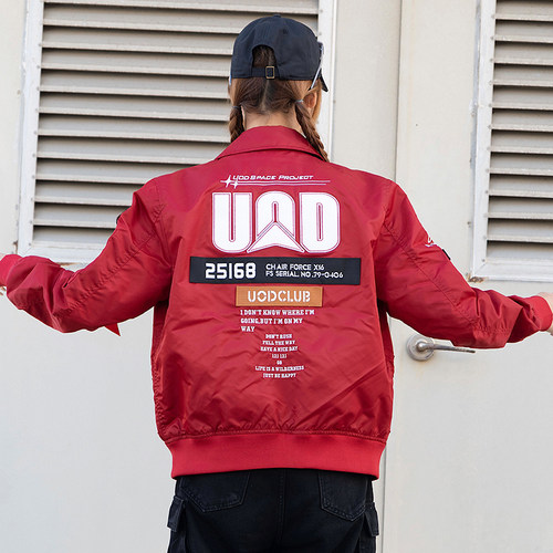 UOD休闲夹克外套潮流春秋时尚飞行员夹克宽松2025新款棒球服情侣 - 图1