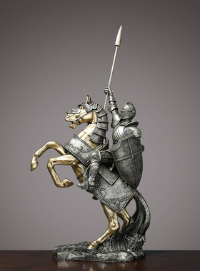 北欧轻奢铠甲骑士马到成功摆件创意中式客厅办公室装饰品开业礼品