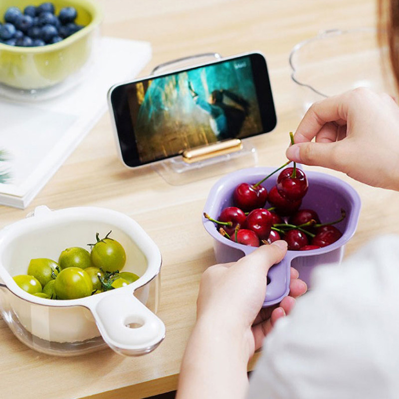 多巴胺沥水篮双层加厚多功能洗水果神器厨房家用手柄壁挂果篮果盘,淘宝优惠券,粉丝福利购,淘宝优惠卷