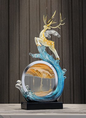 风生水起摆件轻者高档流沙画客厅电视柜酒柜招财创意沙漏家居装饰