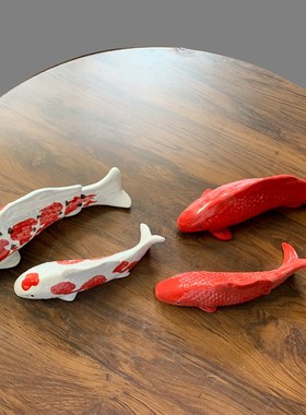 招财风水陶瓷锦鲤电视沙发餐厅背景墙壁挂饰品假山配饰墙壁挂饰