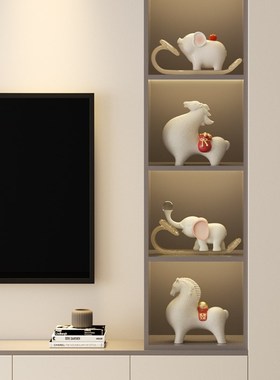 柿柿如意招财生肖猪摆件高级感诸事如意客厅酒柜展示柜装饰工艺品