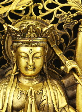 纯铜千手观音菩萨摆件十八臂准提母佛像铜像密宗佛像鼠守护神