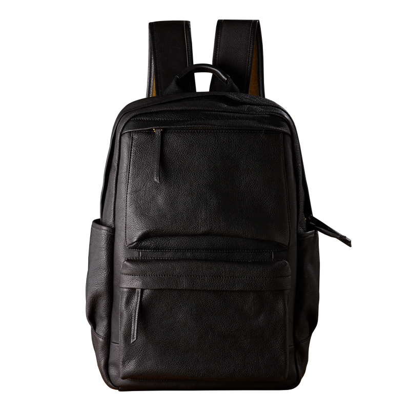 手工植鞣牛皮背包男士真皮商务电脑包大容量旅行包时尚潮流双肩包 - 图3