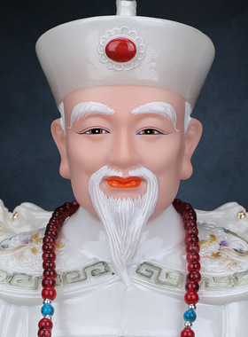 树脂中式佛堂白老太爷白装饰摆件