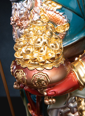 铜中式佛堂新款九龙关公装饰摆件